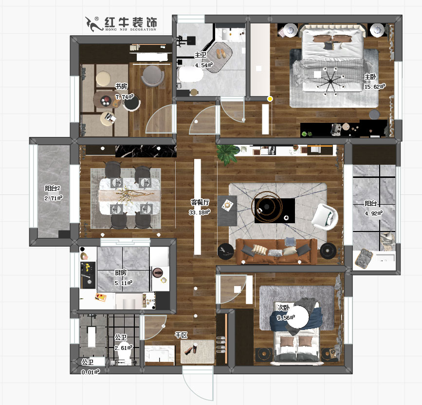 張桐瑋_保利國際社區(qū)2期5-2703-115㎡-現(xiàn)代簡約風格00彩平圖