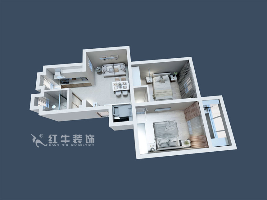 劉曉芳_寧棲園6-2-703-63㎡-現代風格_2室2廳1衛(wèi)（老房裝修）_定制家￥93000_全包9