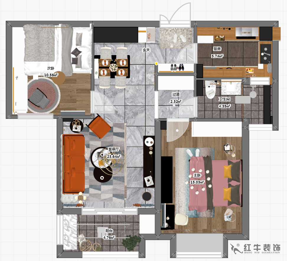 劉萍萍_旭日愛上城5區(qū)3-2405-90㎡-輕奢風格_2室2廳1衛(wèi)（老房裝修）_定制家￥124010_全包12