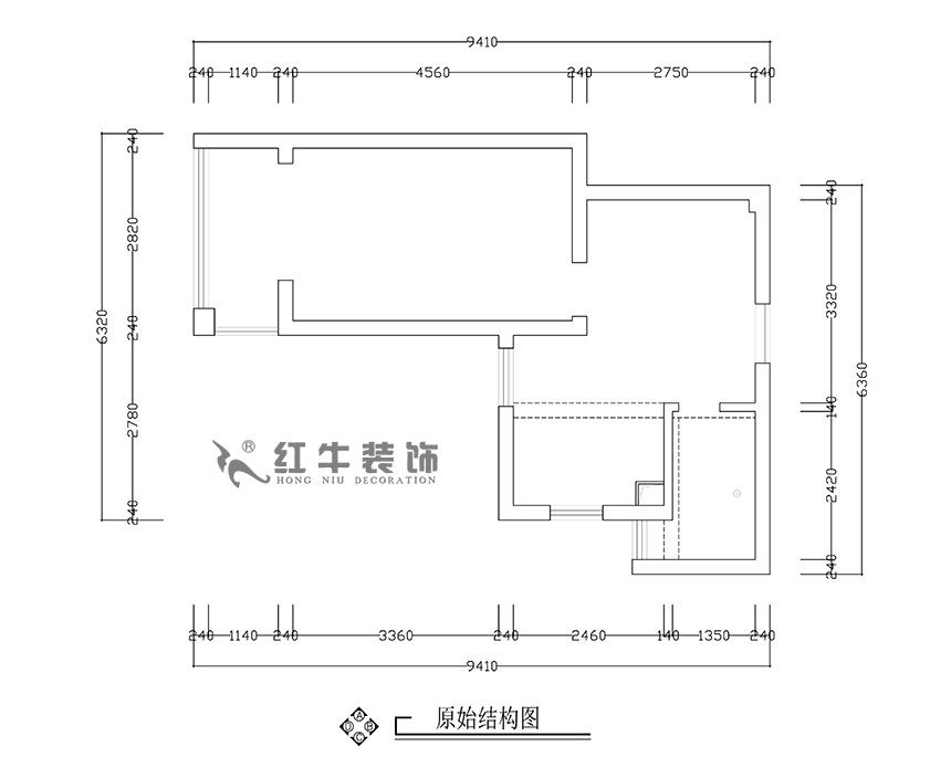 張智猿_銀龍四期11棟2-706-42㎡-現(xiàn)代簡約風格_1室1廳1衛(wèi)（老房裝修）_定制家￥79453_全包8萬00_01原始結(jié)構圖