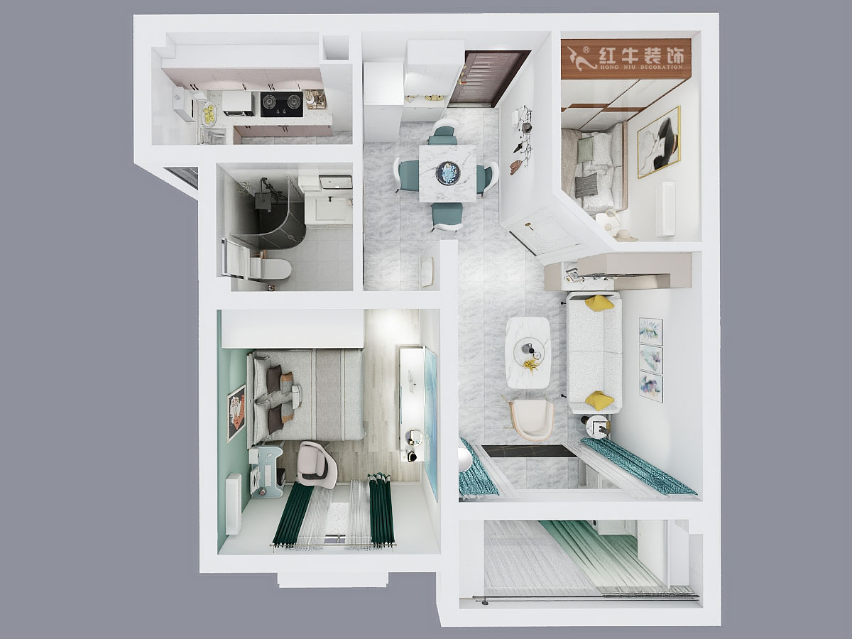 石海升｜迎江雅居12-504-68㎡-簡約輕奢風格｜2室2廳1衛(wèi)｜新房裝修｜定制家￥80051｜全包8