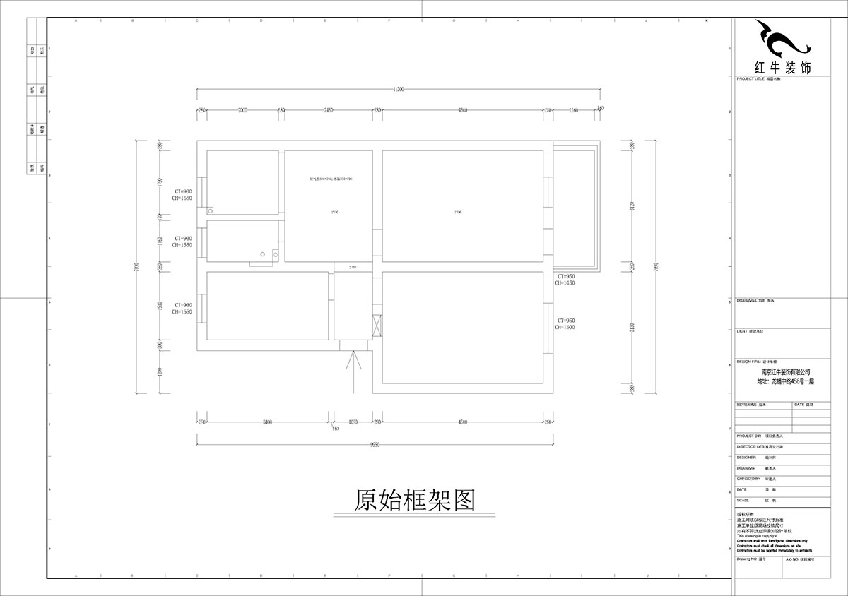 孟憲濤｜陳家牌坊2-404-74㎡-簡約風格｜3室1廳1衛(wèi)｜新房裝修｜定制家｜全包12萬｜00_01原始框架圖
