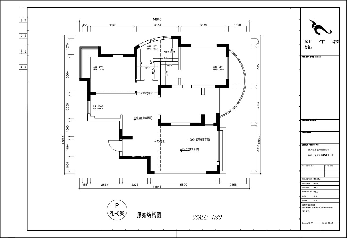 顧娟｜翠島花城荷田苑6-101-135㎡-現(xiàn)代簡約風格｜3室2廳2衛(wèi)｜舊房裝修｜定制家｜全包19萬｜00_01原始結(jié)構(gòu)圖