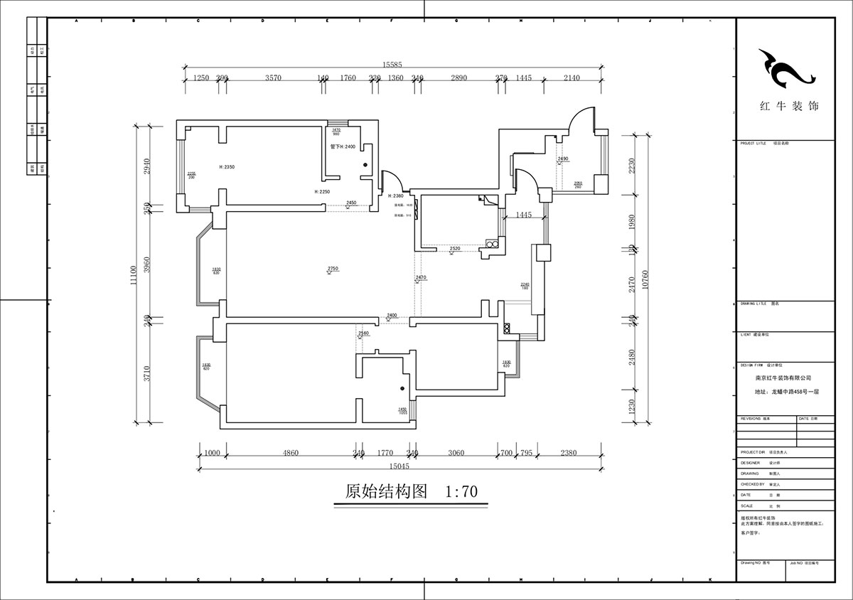 蔣?。鸪?1-3-2206-140㎡-法式奶油風(fēng)格｜3室2廳2衛(wèi)｜新房裝修｜定制家｜全包23萬｜00_01原始結(jié)構(gòu)圖