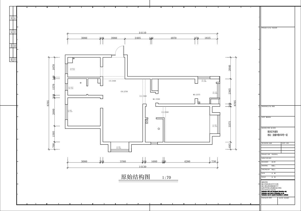 蔣?。鹩驀H10-2004-105㎡-現(xiàn)代簡約風(fēng)格｜3室1廳1衛(wèi)｜毛坯裝修｜定制家｜全包12萬｜00_01原始結(jié)構(gòu)圖