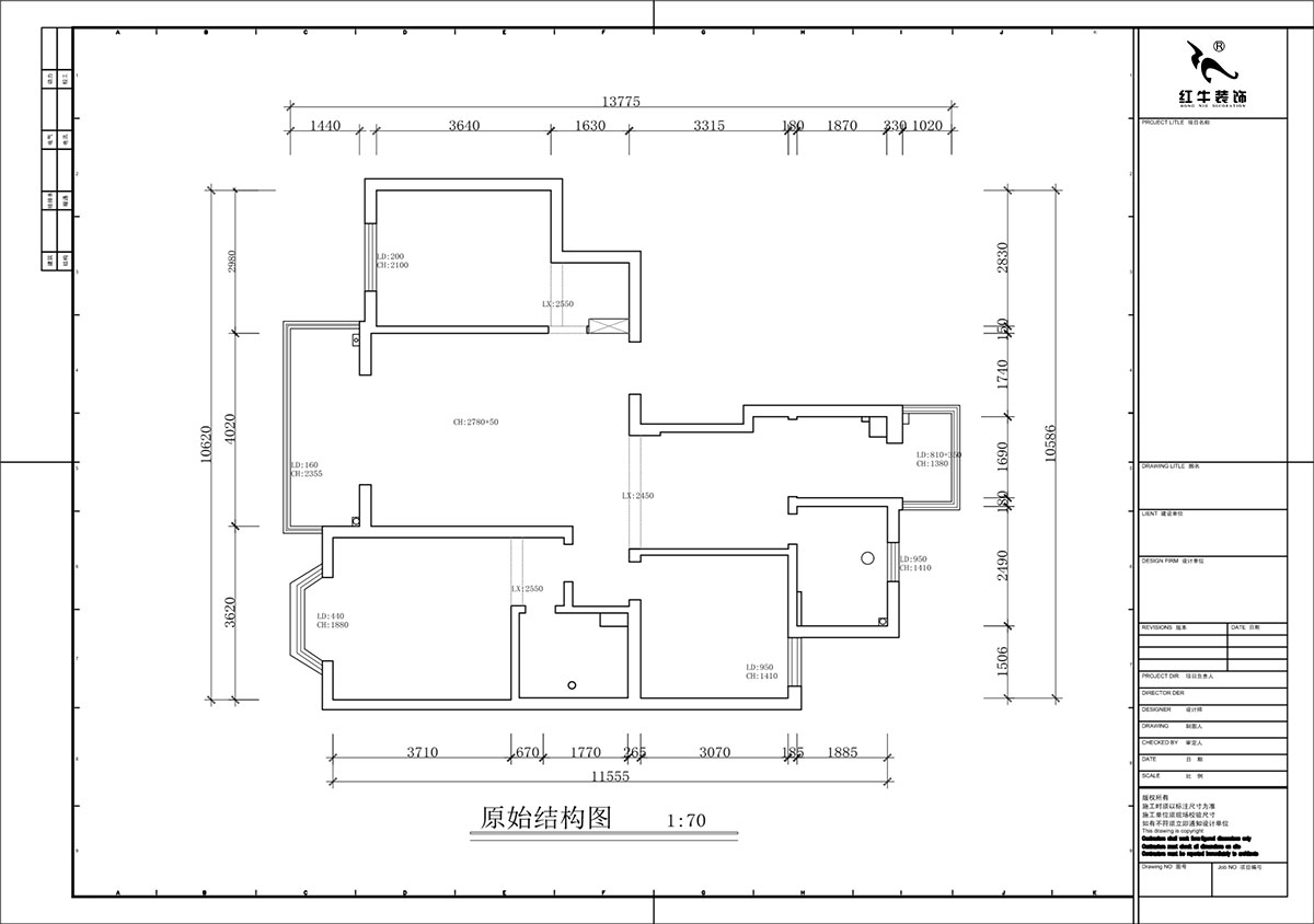 蔣?。汩坷?-2-901-108㎡-現(xiàn)代簡(jiǎn)約風(fēng)格｜3室2廳2衛(wèi)｜老房裝修｜定制家｜全包16萬(wàn)｜00_01原始結(jié)構(gòu)圖