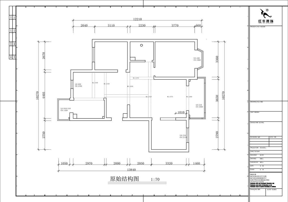 蔣?。汩坷?-3-1101-260㎡-現(xiàn)代簡約風格｜4室3廳2衛(wèi)｜老房裝修｜定制家｜全包29萬｜00_01一層原始結(jié)構(gòu)圖