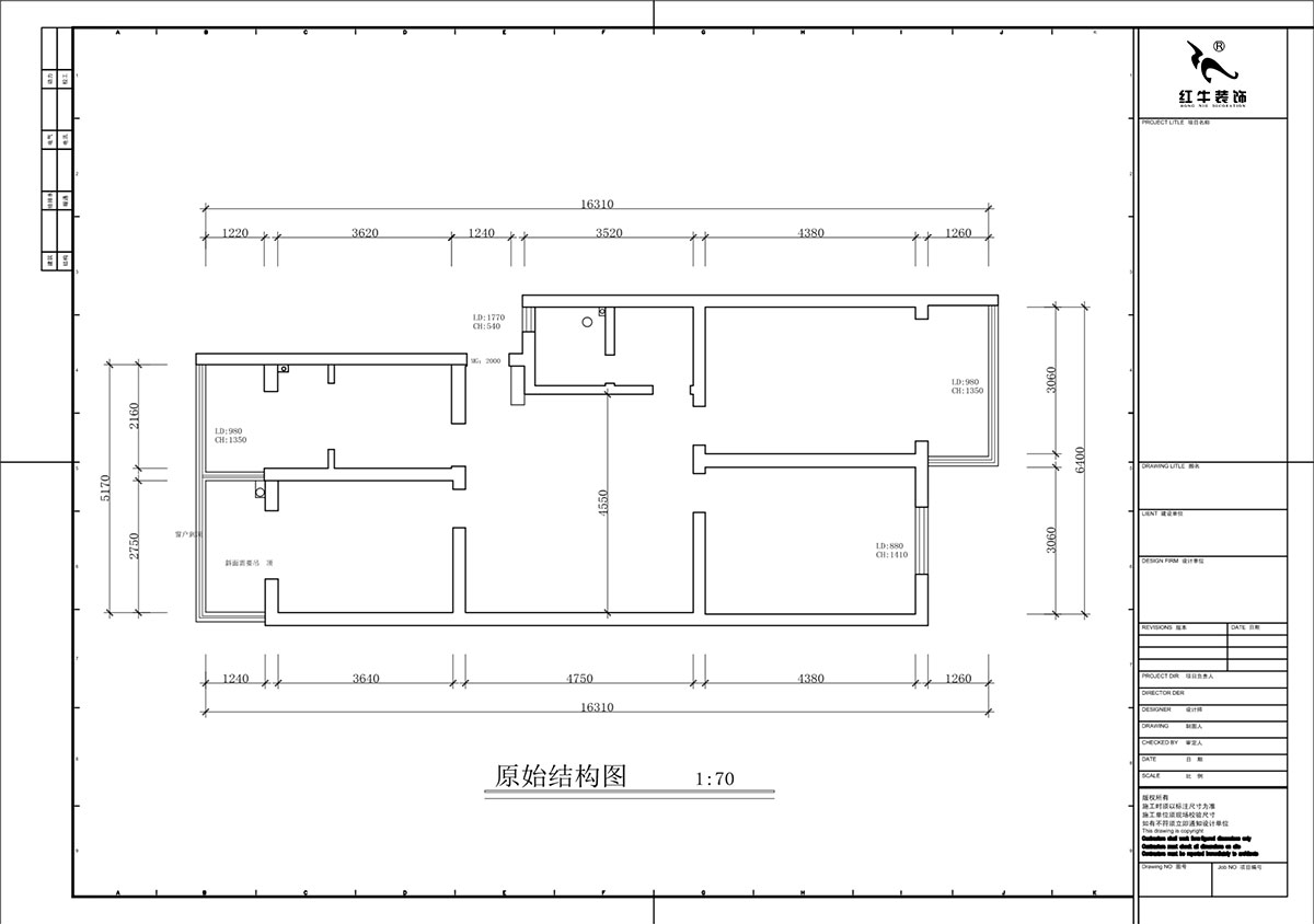 蔣?。鹬刍▓@4-3-806-100㎡-現(xiàn)代簡約風格｜3室2廳1衛(wèi)｜老房裝修｜定制家｜全包12萬｜00_01原始結(jié)構(gòu)圖