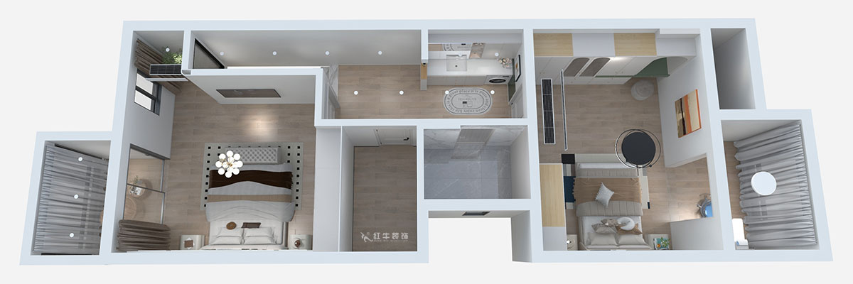 熊皓宇|城開(kāi)湯山公館16甲103室-160㎡-現(xiàn)代風(fēng)格|復(fù)式|4室2廳1廚2衛(wèi)2陽(yáng)臺(tái)|老房裝修|定制家|全包|00_04二層鳥(niǎo)瞰圖